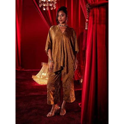 House of Fett Ochre Embroidered Mustard Pant