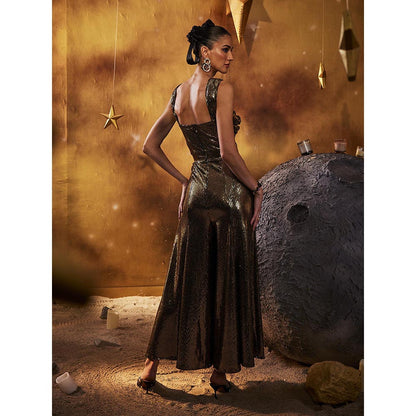 House of Fett Womens Interstellar Gold Jumpsuit
