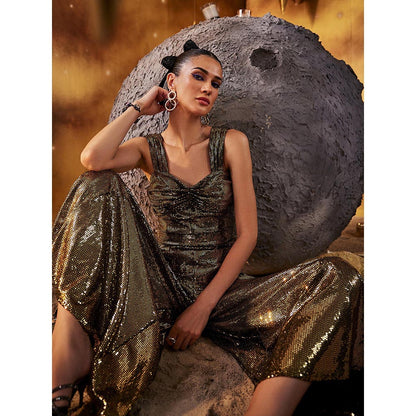 House of Fett Womens Interstellar Gold Jumpsuit