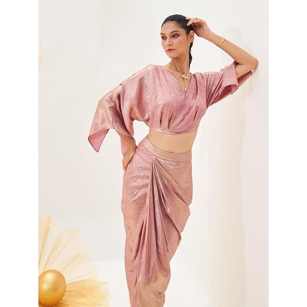 House of Fett Womens Ballet Blush Drape Pink Maxi Skirt