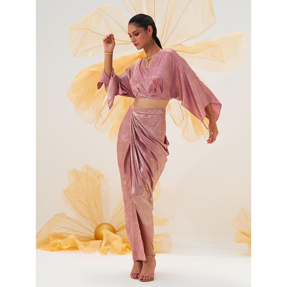 House of Fett Womens Ballet Blush Drape Pink Maxi Skirt