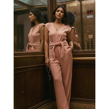 House of Fett Womens Salmony Peach Jumpsuit