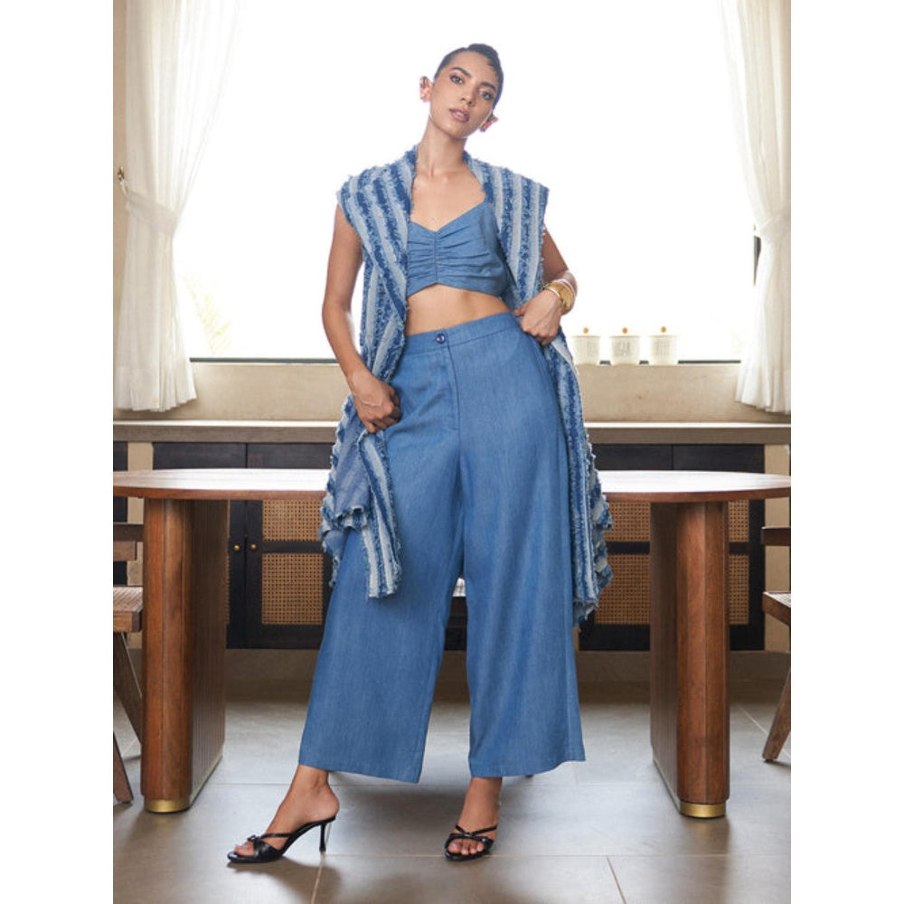 House of Fett Cobalt Denim Three Piece Solid Coord Set