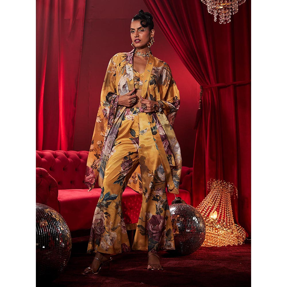 House of Fett Rose Tiara Floral Mustard Cape