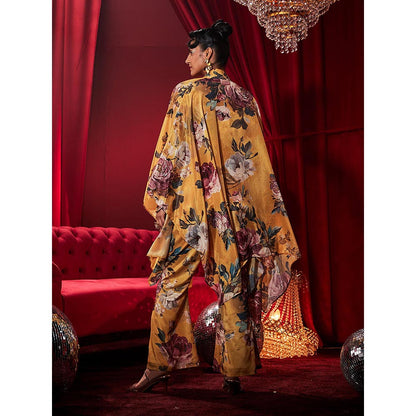 House of Fett Rose Tiara Floral Mustard Cape