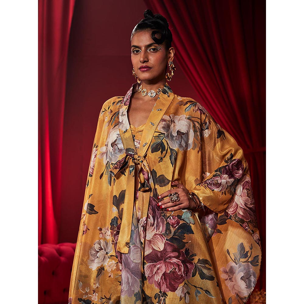 House of Fett Rose Tiara Floral Mustard Cape