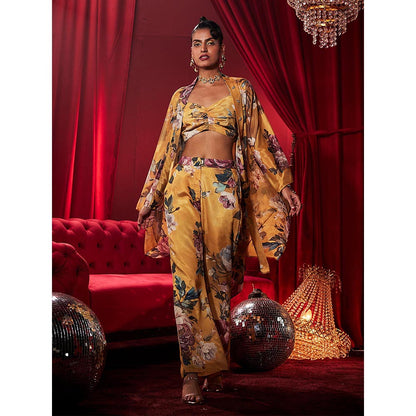 House of Fett Rose Tiara Floral Mustard Cape
