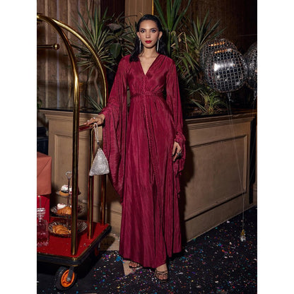 House of Fett Braided Scarlet Partywear Gown A Line Dress