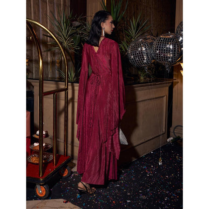 House of Fett Braided Scarlet Partywear Gown A Line Dress