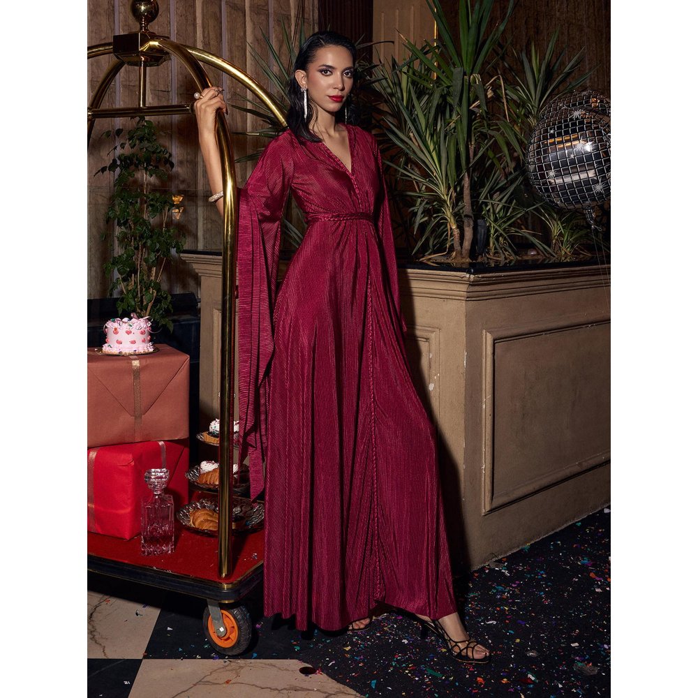 House of Fett Braided Scarlet Partywear Gown A Line Dress