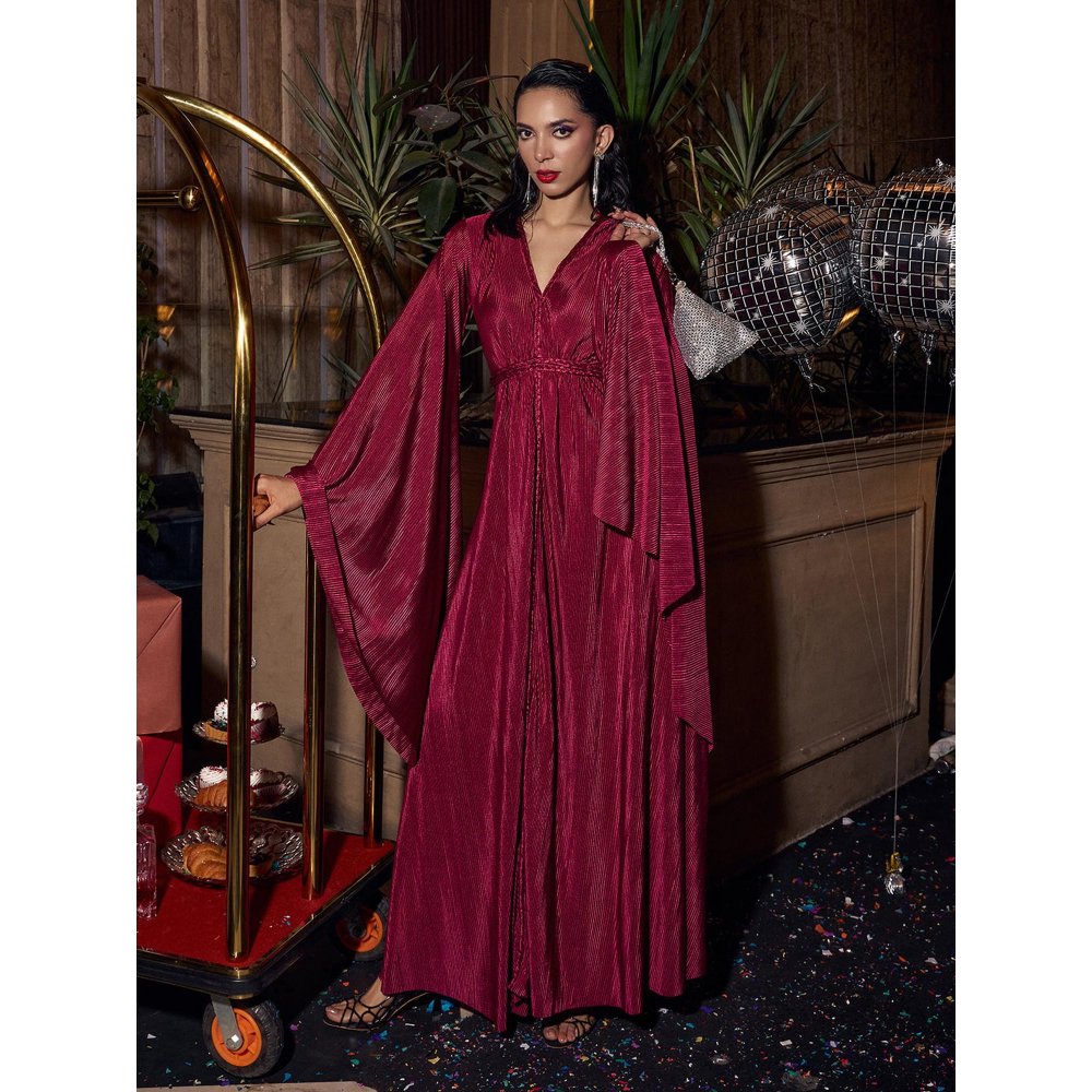 House of Fett Braided Scarlet Partywear Gown A Line Dress