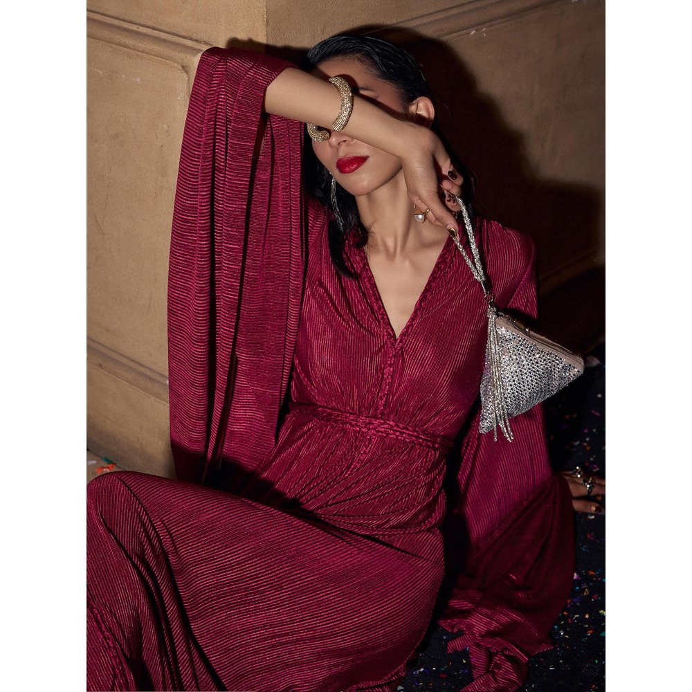 House of Fett Braided Scarlet Partywear Gown A Line Dress