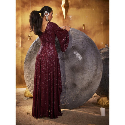 House of Fett Stellar Sequin Gown A Line Dress