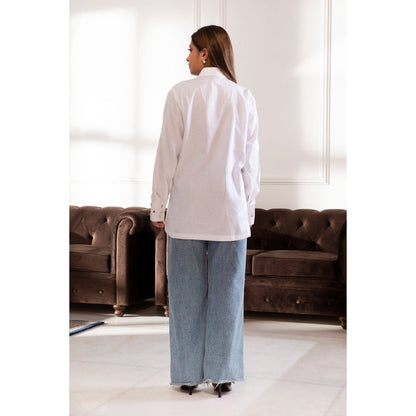 House Of Muher Rihanna White Embellished Shirt