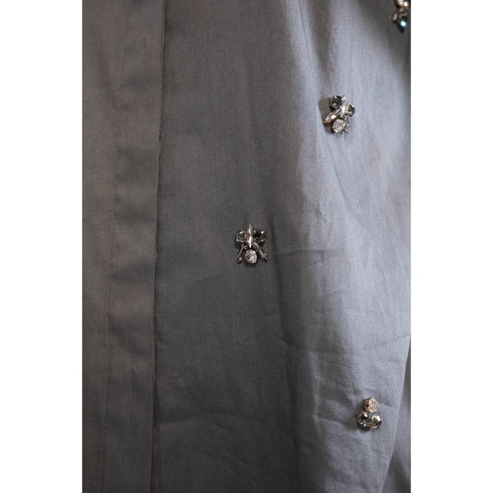 House Of Muher Rihanna Grey Embellished Shirt