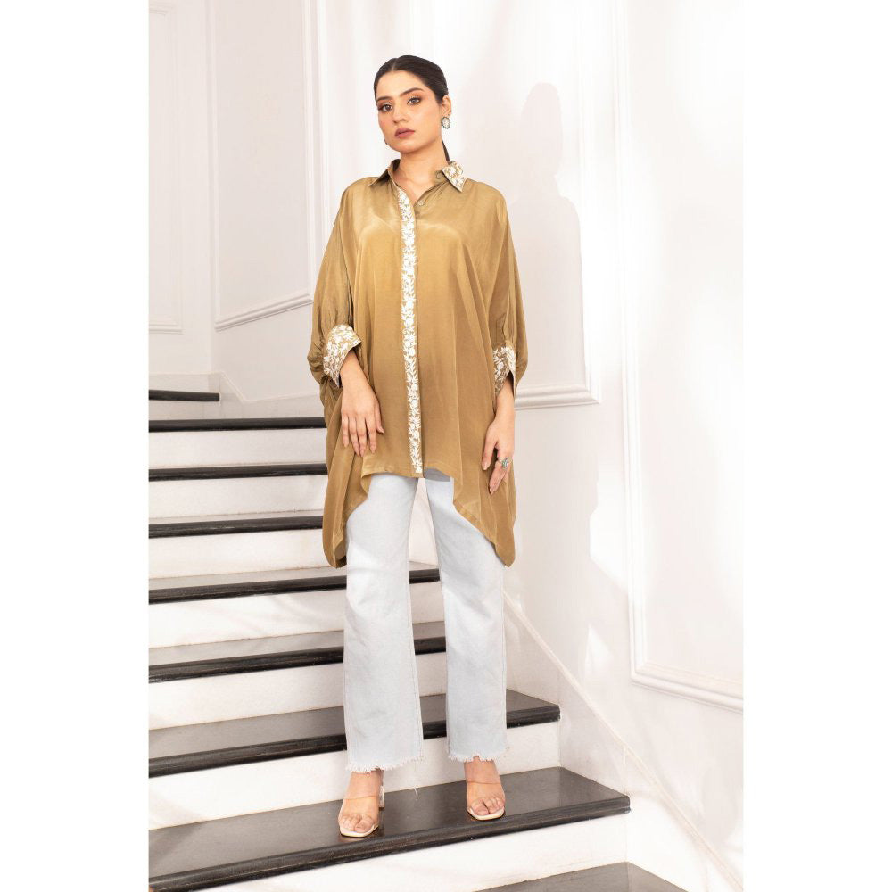 House Of Muher Zahra Olive Green Shirt