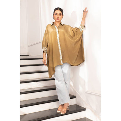 House Of Muher Zahra Olive Green Shirt