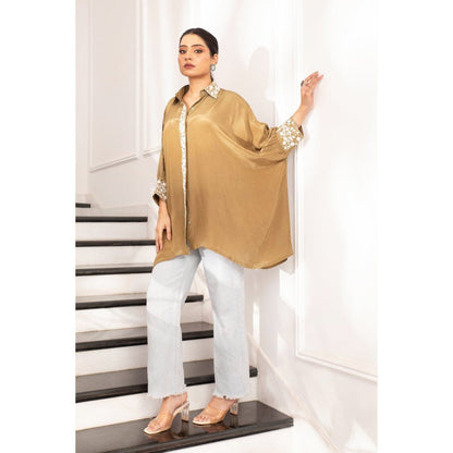 House Of Muher Zahra Olive Green Shirt