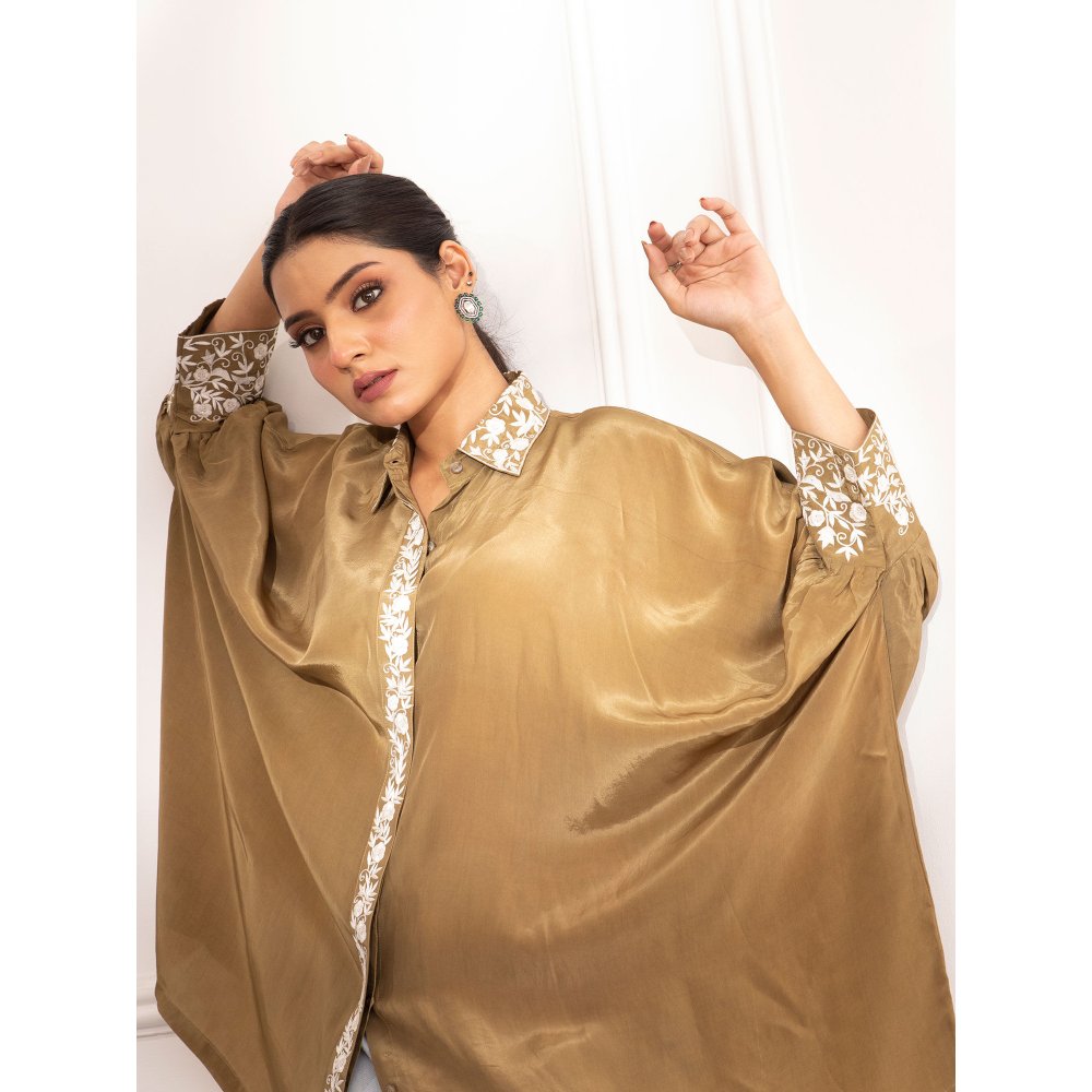 House Of Muher Zahra Olive Green Shirt