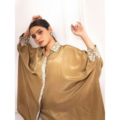 House Of Muher Zahra Olive Green Shirt