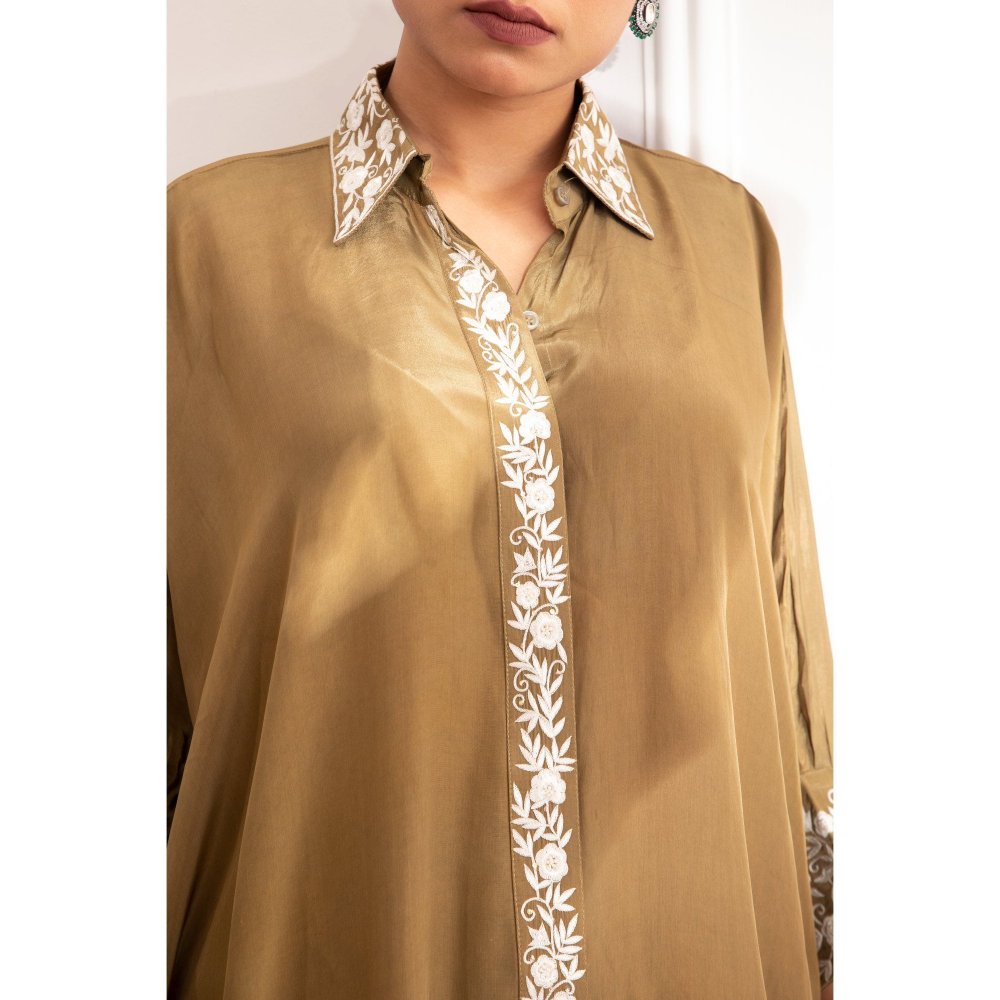 House Of Muher Zahra Olive Green Shirt