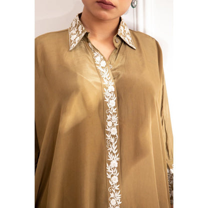 House Of Muher Zahra Olive Green Shirt