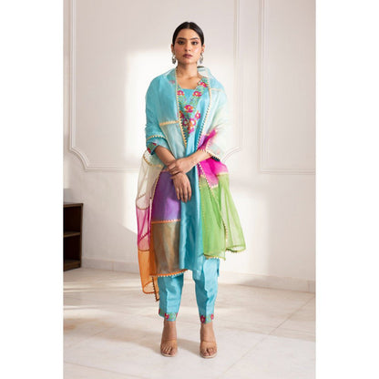 House Of Muher Hannah Blue Kurta (Set of 3)