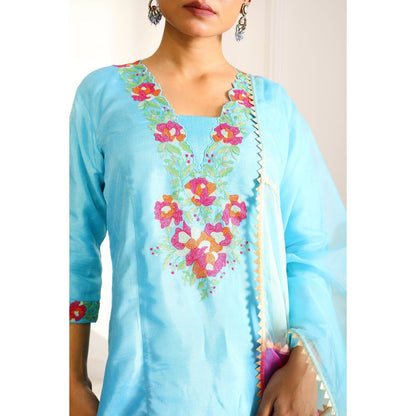 House Of Muher Hannah Blue Kurta (Set of 3)