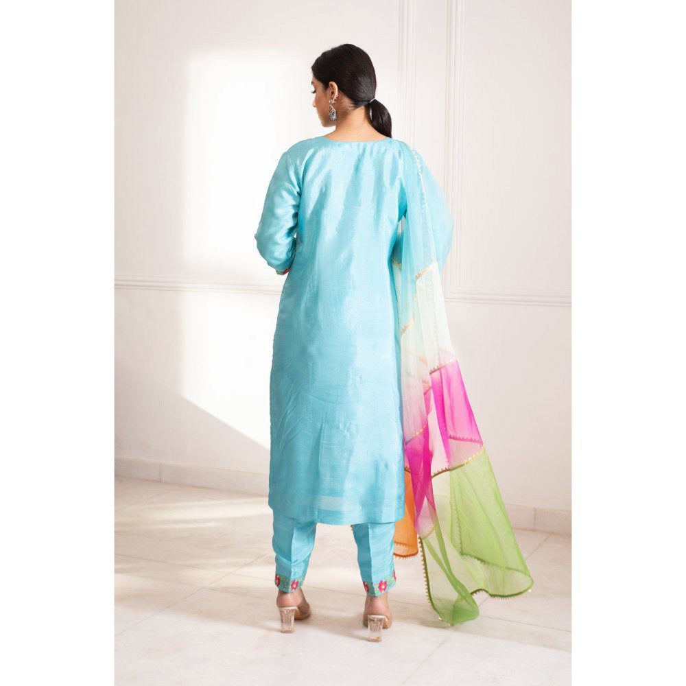 House Of Muher Hannah Blue Kurta (Set of 3)