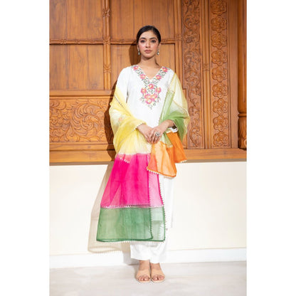 House Of Muher Hannah White Kurta (Set of 3)