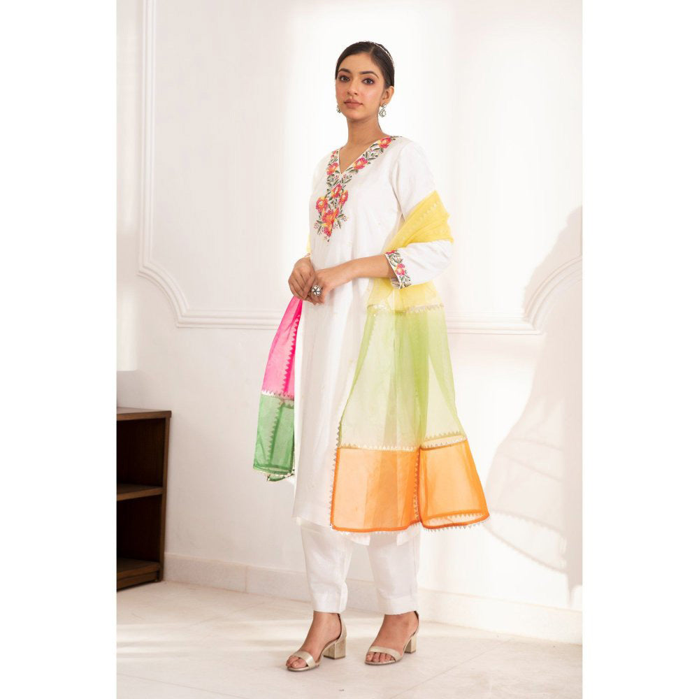 House Of Muher Hannah White Kurta (Set of 3)