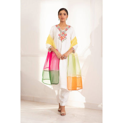 House Of Muher Hannah White Kurta (Set of 3)