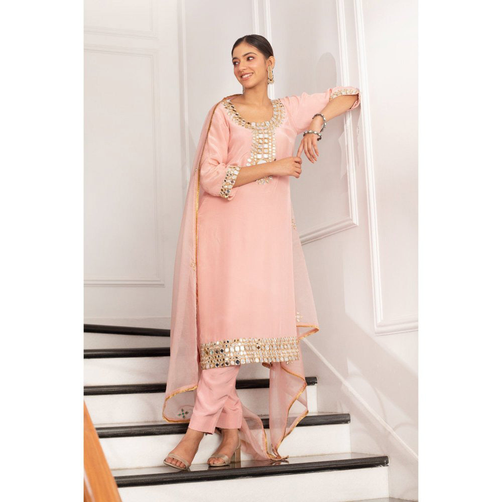 House Of Muher Nima Pink Kurta (Set of 3)