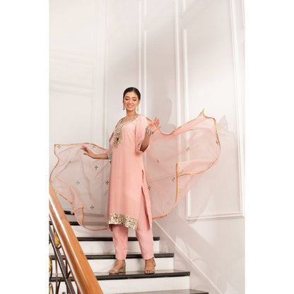 House Of Muher Nima Pink Kurta (Set of 3)