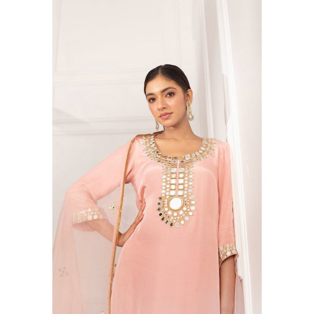 House Of Muher Nima Pink Kurta (Set of 3)