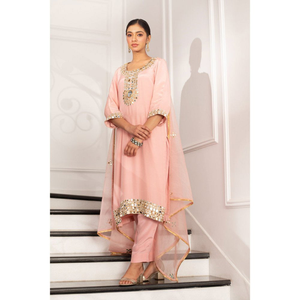 House Of Muher Nima Pink Kurta (Set of 3)