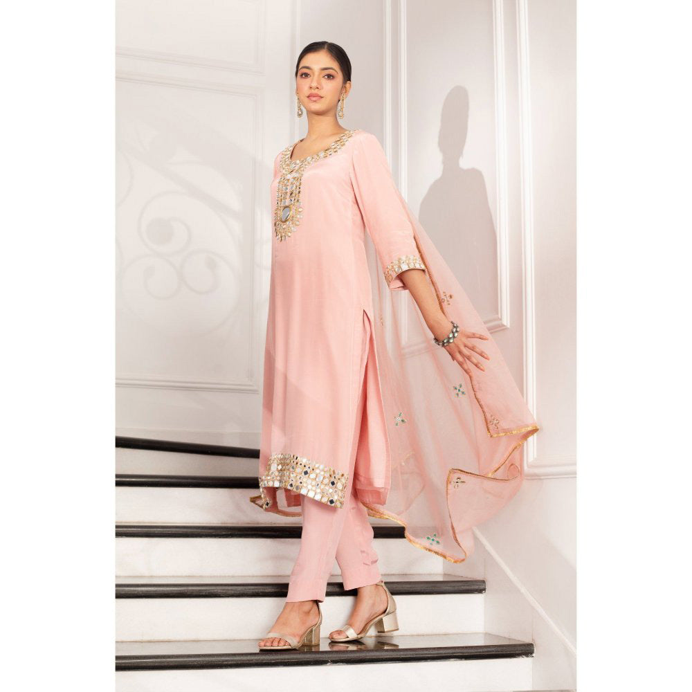 House Of Muher Nima Pink Kurta (Set of 3)