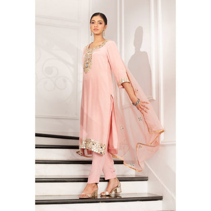 House Of Muher Nima Pink Kurta (Set of 3)