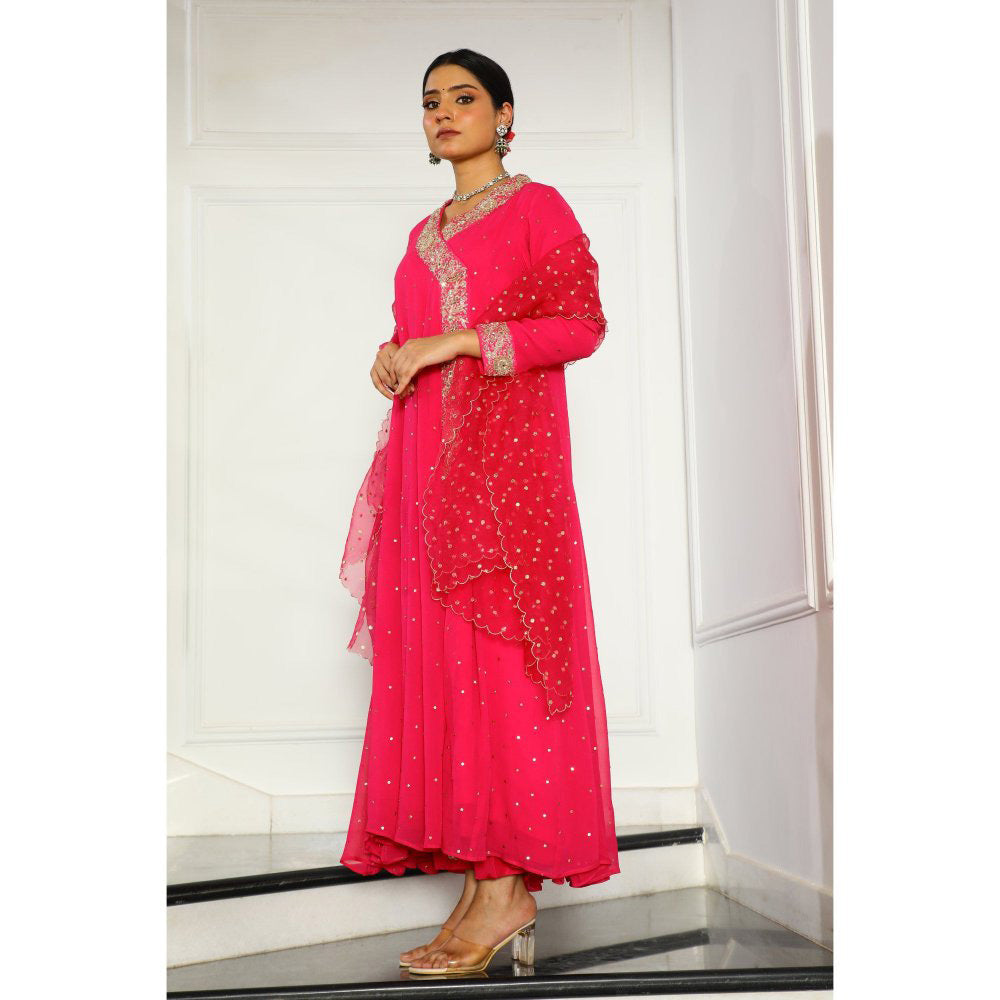 House Of Muher Sultana Magenta Angarkha (Set of 3)