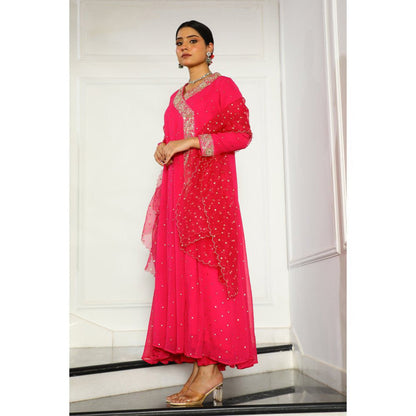 House Of Muher Sultana Magenta Angarkha (Set of 3)