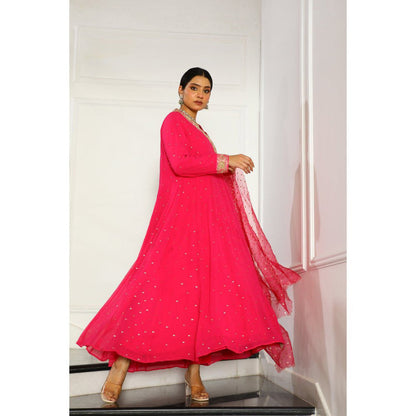 House Of Muher Sultana Magenta Angarkha (Set of 3)