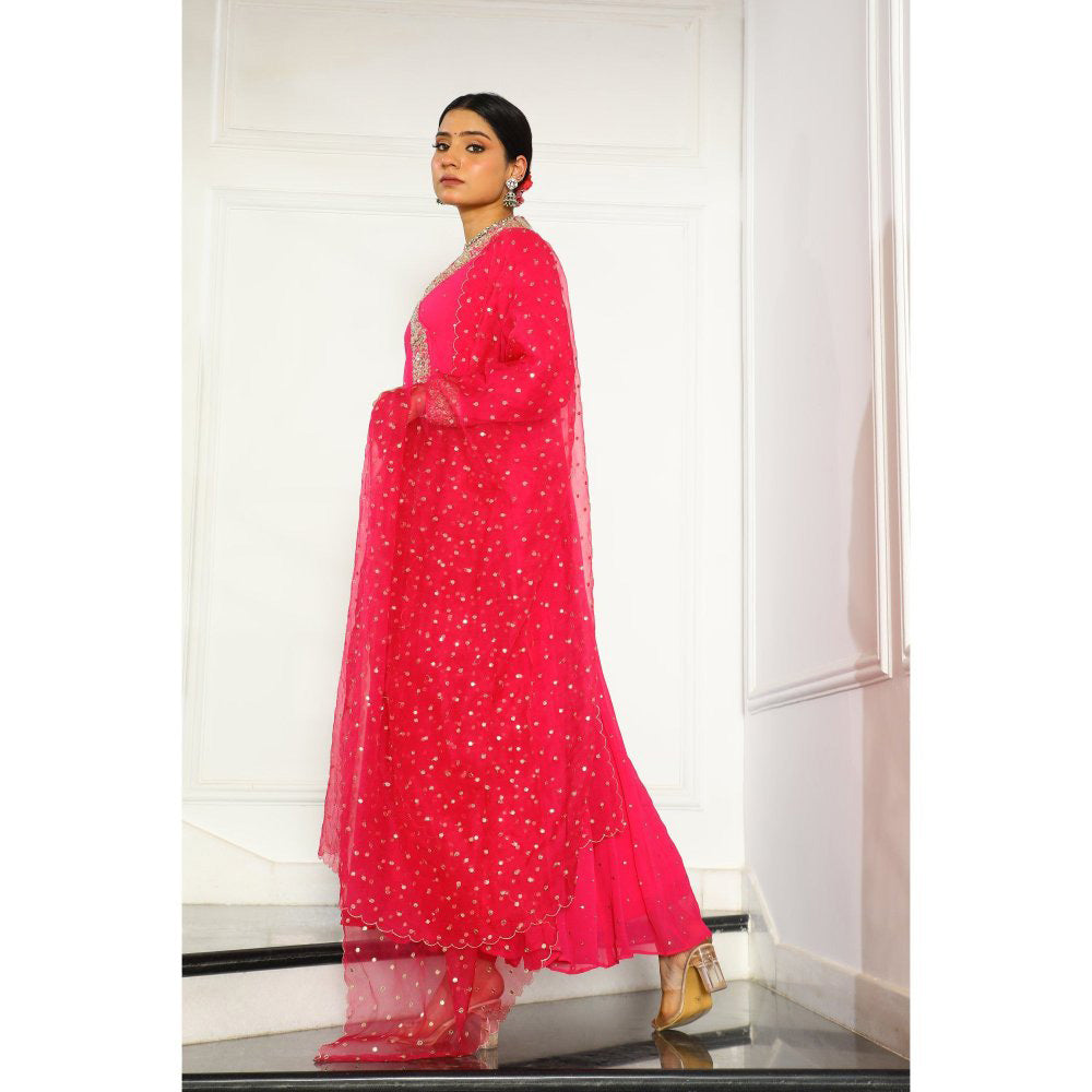 House Of Muher Sultana Magenta Angarkha (Set of 3)