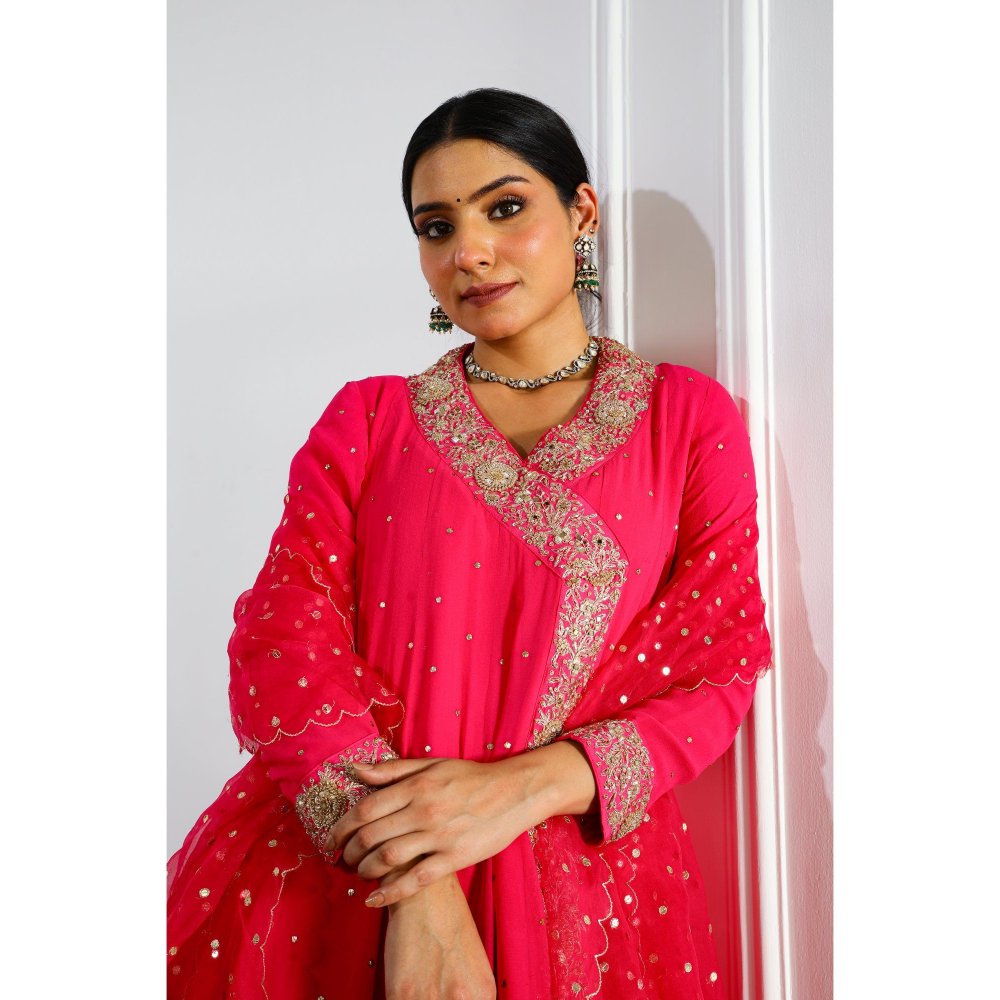 House Of Muher Sultana Magenta Angarkha (Set of 3)