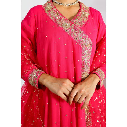 House Of Muher Sultana Magenta Angarkha (Set of 3)