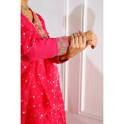 House Of Muher Sultana Magenta Angarkha (Set of 3)