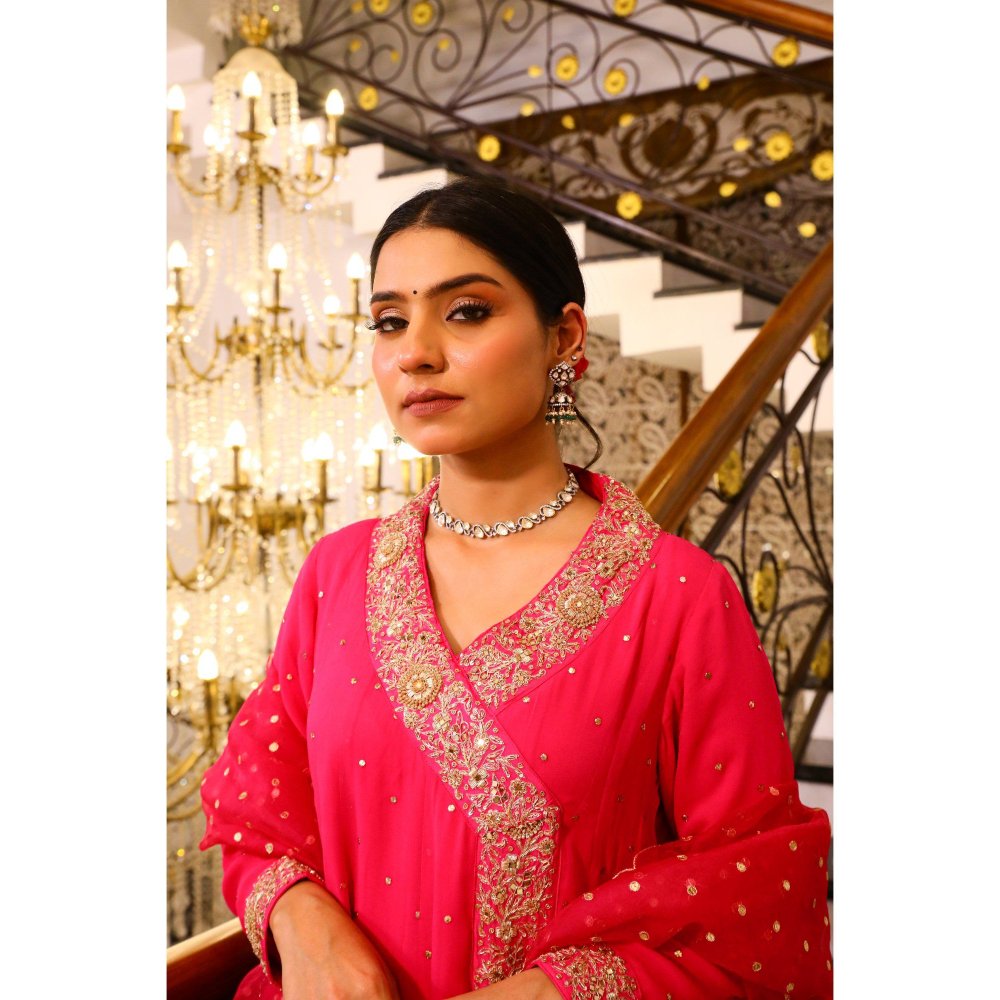 House Of Muher Sultana Magenta Angarkha (Set of 3)