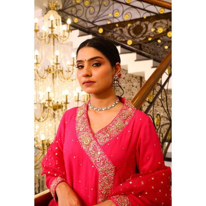 House Of Muher Sultana Magenta Angarkha (Set of 3)