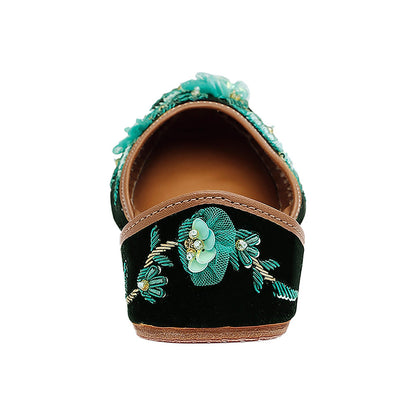House of Vian Rufat Green Embroidered Juttis