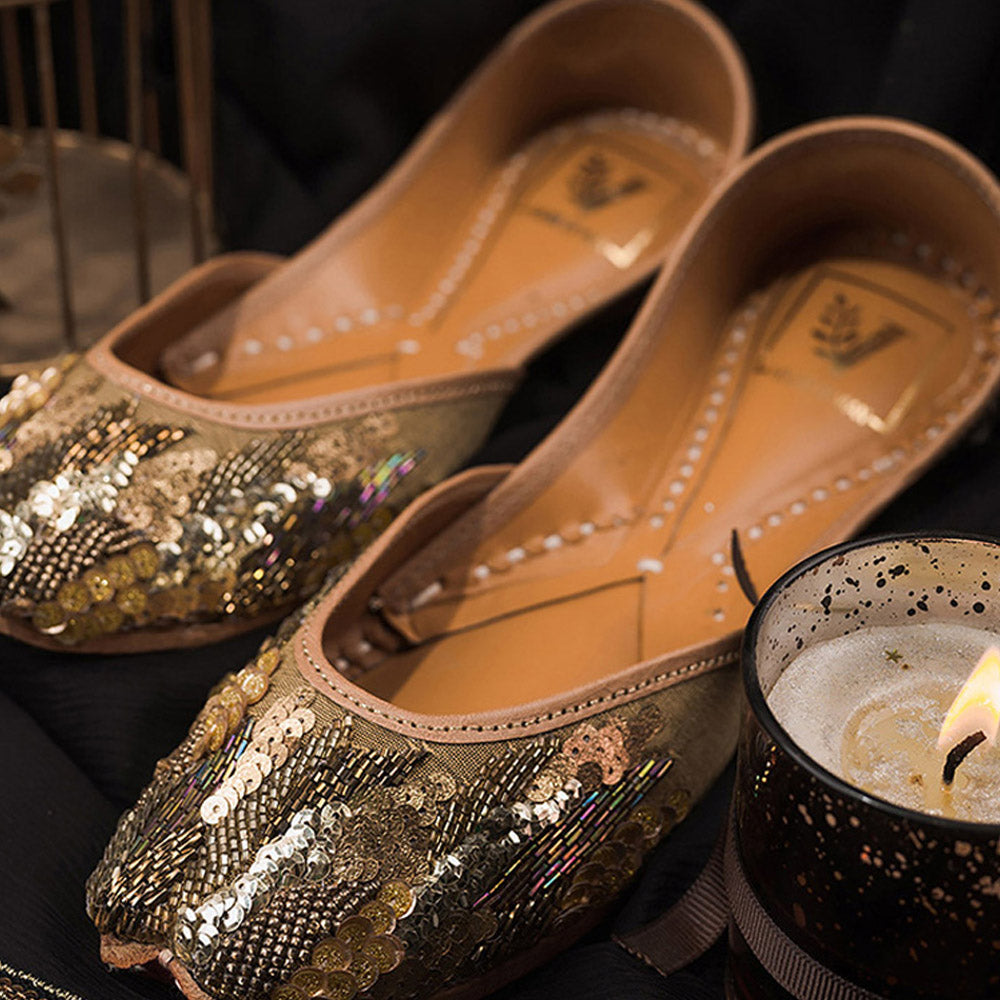 House of Vian Ziba Gold Embroidered Juttis