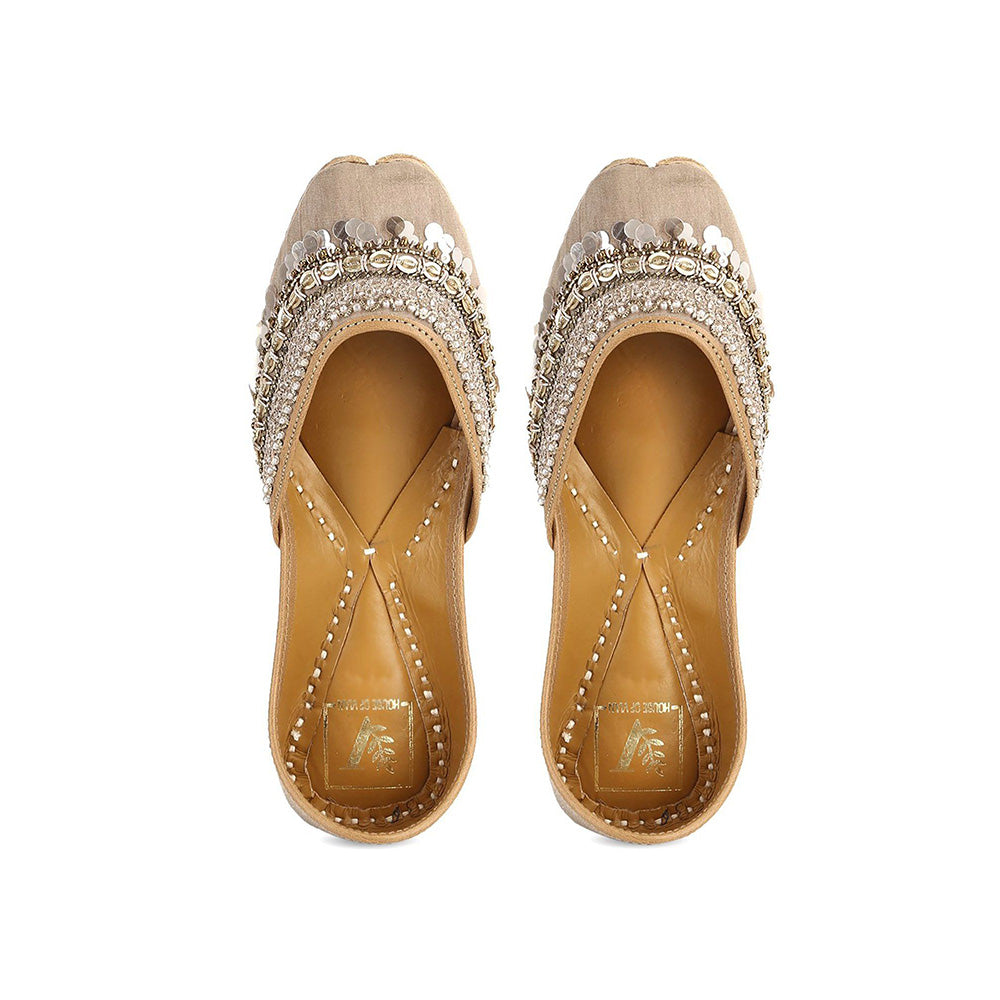 House of Vian Mirza Beige Embroidered Juttis